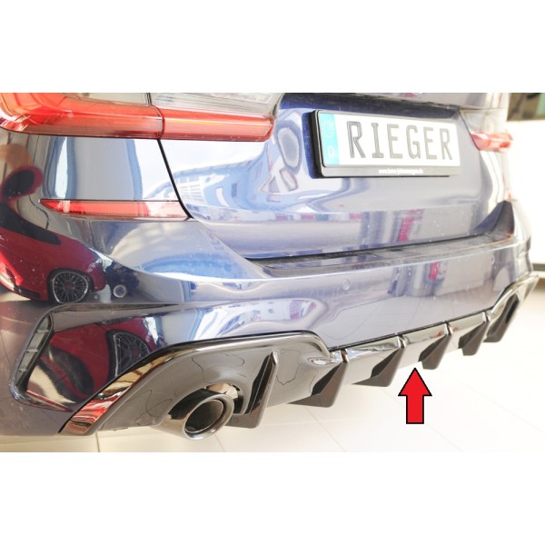 Rieger vložka zadního nárazníku (pro vozy s tažným zařízením) pro BMW řada 3 G21 touring, plast ABS lakovaný do černé lesklé barvy