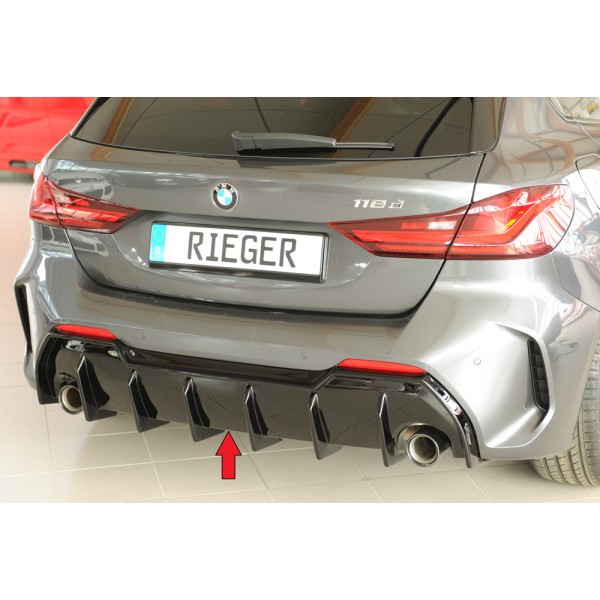 Rieger vložka zadního nárazníku pro BMW řada 1 F40 hatchback / 4-dr., plast ABS lakovaný do černé lesklé barvy