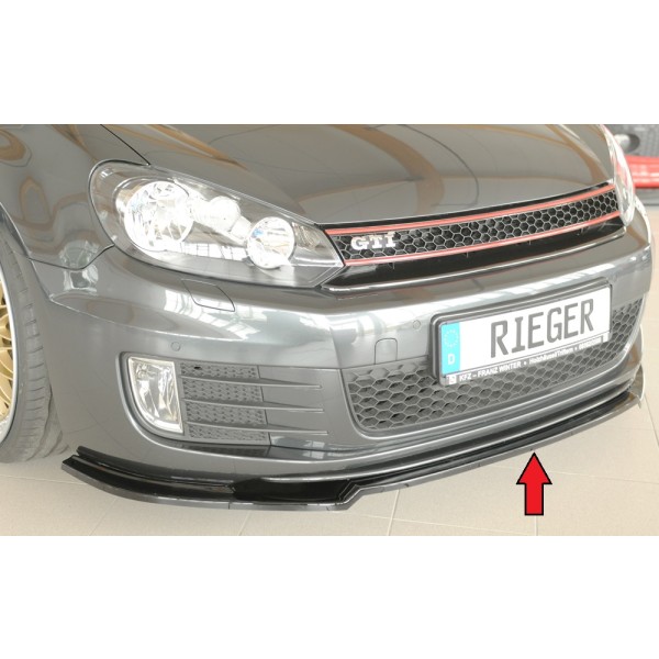 Rieger lipa pod přední nárazník pouze pro GTI / GTD pro Volkswagen Golf 6 GTI kabriolet, plast ABS lakovaný do černé lesklé barvy