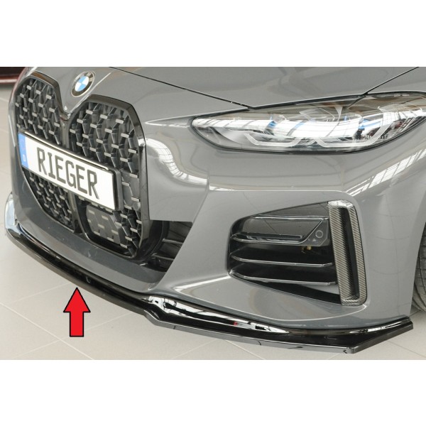 Rieger lipa pod přední nárazník pro BMW i4 M G26 gran coupe (5-dvéř.), plast ABS lakovaný do černé lesklé barvy