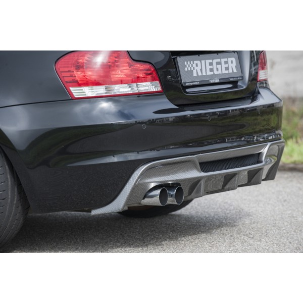 Rieger vložka zadního nárazníku pro BMW řada 1 E82, E88 kabriolet, kupé, plast ABS s povrchovou úpravou Carbon-Look, pro dvojitou koncovku vlevo