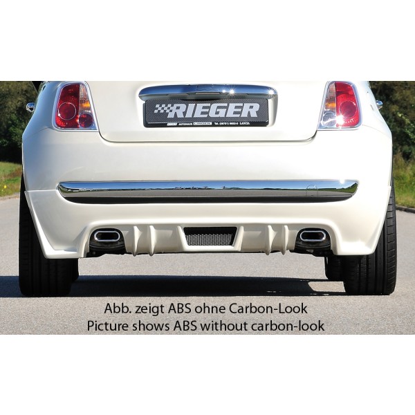 Rieger spoiler pod zadní nárazník pro Fiat 500 312 2-dvéř. r.v. 10/07-, plast ABS s povrchovou úpravou Carbon-Look, pro sport. koncovky na obou stranách