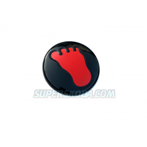 Škoda Yeti - krytka zadního loga MONSTER FOOTSTEP - Glossy Black V2 RED
