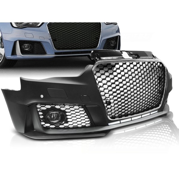 AUDI A3 12-16 RS3 STYLE CHROME BLACK PDC - přední nárazník