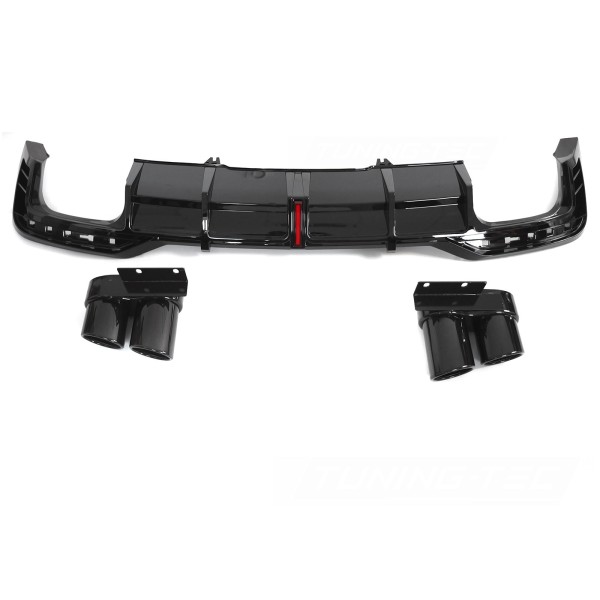 Audi A5 F5 2019-2023 - difuzor zadního nárazníku s LED brzdovým světlem černý lesklý