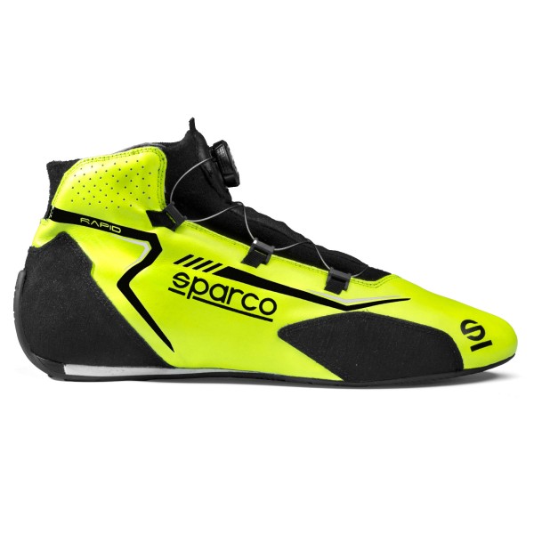 Závodní boty Sparco RAPID s otočným mechanismem zapínání, s homologací FIA, barva: žluto-černá