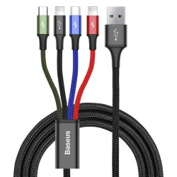 Baseus USB Kabel 4v1 černý, 1xUSB-C, 2x Lightning, 1xmicro 3,5A 1.2m