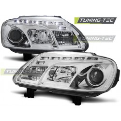 VW TOURAN 03-06 / CADDY - přední chrom světla s LED svícením