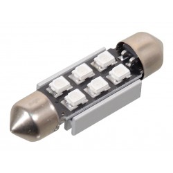 LED žárovka 6 SMD LED 12V suf. SV8.5 38mm s rezistorem CAN-BUS modrá