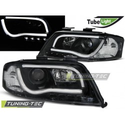 Audi A6 01-04 - přední černá světla s LED svícením TUBE LIGHTS