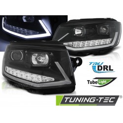 VW T6 15- - přední černá světla TUBE LIGHT s LED denním svícením