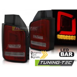 VW T6 15-19 TWIN DOOR - zadní LED světla červeno kouřová LED BAR s dynamickým blinkrem