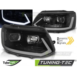 VW T5 10-15 - přední černá světla TUBE LIGHT s dynamickým blinkrem T6 LOOK