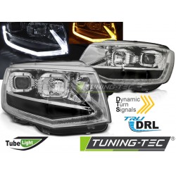VW T6 15-19 - přední chrom světla TUBE LIGHT s dynamickým blinkrem