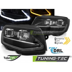 VW T6 15-19 - přední černá světla TUBE LIGHT s dynamickým blinkrem