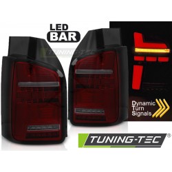 VW T6 15-19 dvoukřídlá verze - zadní LED světla červeno kouřová LED BAR s dynamickým blinkrem