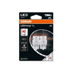 OSRAM LED autožárovky LEDriving SL W21/5W, červená