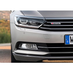 VW Passat B8 - NEREZ chrom lišty přední masky + lišty nad světla
