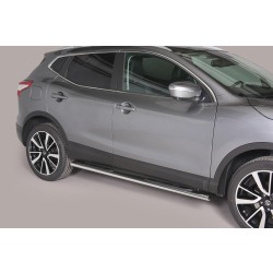 nerezový boční rám - oválný 95x60mm s černými plastovými stupátky pro Nissan Qashqai II, od r.v. 2014-