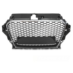 Audi A3 8V 2012-2016 - Přední maska ČERNÁ LESKLÁ s chrom rámečkem s PDC