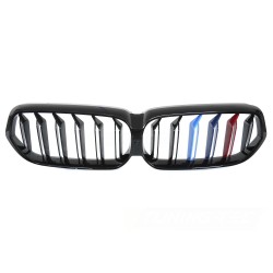BMW G32 LCI 2020-2023 - Přední maska černá lesklá double bar s trikolórou