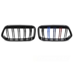 BMW X2 F39 2018-2023 - Přední maska černá lesklá double bar s trikolórou