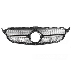 Mercedes třídy C C205/A205 2018-2023 - Přední maska DIAMOND černá s chromem a otvorem pro kameru