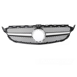 Mercedes třídy C C205/A205 2018-2023 - Přední maska černá se stříbrným a otvorem pro kameru