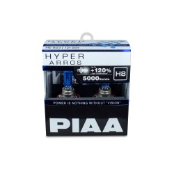 Autožárovky PIAA Hyper Arros 5000K H8 - o 120 % vyšší svítivost, jasně bílé světlo o teplotě 5000K