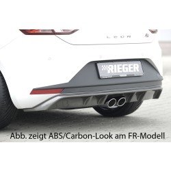 Rieger spoiler pod zadní nárazník pro Seat Leon 5F 3-dvéř. (sc), 5-dvéř. před faceliftem r.v. 10/12-12/16, plast ABS bez povrchové úpravy, pro dvojitou koncovku uprostřed