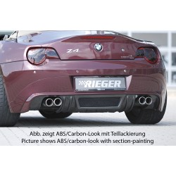 Rieger spoiler pod zadní nárazník pro BMW Z4 E85 roadster před faceliftem r.v. 02/03-12/05, plast ABS bez povrchové úpravy, pro vozy s dvojitou koncovkou na obou stranách 4x90 mm
