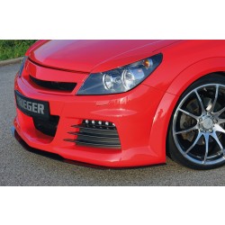Rieger kompletní přední nárazník pro Opel Astra H vč. GTC, Twin-Top 3-dvéř., 5-dvéř., caravan, hatchback, kabriolet, plast ABS bez povrchové úpravy, s velkým výřezem pro ostřikovače předních světlometů, s výřezem na světla pro denní svícení