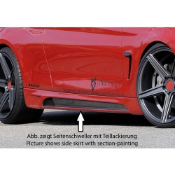 Rieger boční práh mont. strana pravá pro BMW řada 4 F32, F33 coupe (3-dvéř.), kabriolet vč. faceliftu, r.v. 03/13-06/15, 07/15-, 11/12-06/15, plast ABS bez povrchové úpravy, s prolisem a výřezem