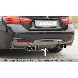 Rieger vložka zadního nárazníku pro BMW řada 4 F32, F33, F36 coupe (3-dvéř.), gran coupe (5-dvéř.), kabriolet vč. faceliftu, plast ABS bez povrchové úpravy, pro dvojité koncovky na obou stranách 4x80 mm (435i/440i look) vč. mřížky