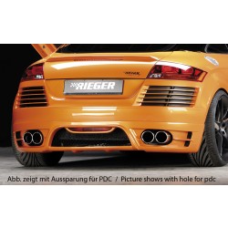 Rieger kompletní zadní nárazník pro Audi TT 8J kupé, roadster, plast ABS bez povrchové úpravy, pro vozy bez parkovacího asistenta (PDC), pro dvojité koncovky na obou stranách