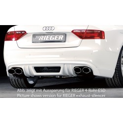 Rieger spoiler pod zadní nárazník pro Audi A5 B8, B81 kabriolet, kupé před faceliftem r.v. 06/07-07/11, plast ABS bez povrchové úpravy, S-Line, pro orig. koncovku vlevo