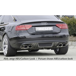 Rieger vložka zadního nárazníku pro Audi A5 B8, B81 Sportback před faceliftem, plast ABS bez povrchové úpravy, mimo S-Line, pro dvojité koncovky na obou stranách 4x115x85 mm