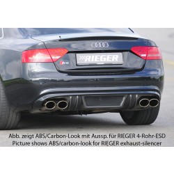 Rieger vložka zadního nárazníku pro Audi A5 B8, B81 Sportback před faceliftem, plast ABS bez povrchové úpravy, S-Line, pro orig. dvojité koncovky na obou stranách