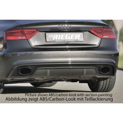 Rieger vložka zadního nárazníku pro Audi A5 B8, B81 Sportback po faceliftu, plast ABS bez povrchové úpravy, S-Line, pro oválné výfukové deflektory na obou stranách 185x120 mm