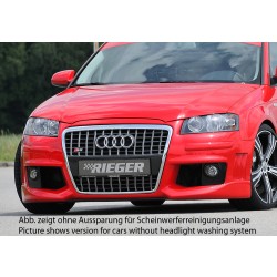 Rieger kompletní přední nárazník R-Frame pro Audi A3 8P 3-dvéř., 5-dvéř., Sportback, plast ABS bez povrchové úpravy, s držáky pro originální mlhová světla, s žebrováním, pro vozy s ostřikovači světlometů