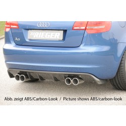 Rieger vložka zadního nárazníku pro Audi A3 8P 3-dvéř., kabriolet po faceliftu, plast ABS bez povrchové úpravy, pro dvojité koncovky na obou stranách 4x76 mm