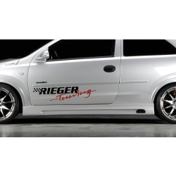 Rieger boční práh mont. strana levá pro Opel Corsa C 3-dvéř. vč. faceliftu, r.v. 06/03-, 09/00-05/03, plast ABS bez povrchové úpravy, s prolisem a výřezem