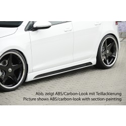 Rieger boční práh mont. strana pravá pro Volkswagen Golf 7 vč. GTD, GTI, R 3-dvéř., 5-dvéř., r.v. 04/13-, 06/13-, 10/12-, 12/13-, plast ABS bez povrchové úpravy, s prolisem a výřezem
