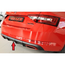 Rieger vložka zadního nárazníku pro Škoda Superb III 3T, 3V combi, sedan vč. faceliftu, plast ABS bez povrchové úpravy, 2.0 TSI (200/206kW), bez tažného zařízení