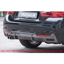 Rieger vložka zadního nárazníku pro BMW řada 4 F32, F33, F36 coupe (3-dvéř.), gran coupe (5-dvéř.), kabriolet vč. faceliftu, plast ABS lakovaný do černé lesklé barvy, pro orig. dvojitou koncovku vlevo vč. mřížky