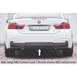 Rieger vložka zadního nárazníku (pouze 435i) pro BMW řada 4 F32, F33, F36 coupe (3-dvéř.), gran coupe (5-dvéř.), kabriolet vč. faceliftu, plast ABS lakovaný do černé lesklé barvy, pro orig. koncovky na obou stranách (435i/440i look) vč. mřížky