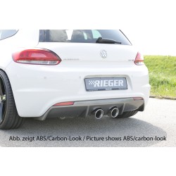 Rieger vložka zadního nárazníku pro R-Line zadní nárazník pro Volkswagen Scirocco 3 13 2-dvéř. vč. faceliftu, plast ABS lakovaný do černé lesklé barvy, pro dvojitou koncovku uprostřed 2x100 mm