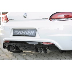 Rieger vložka zadního nárazníku pro R-Line zadní nárazník pro Volkswagen Scirocco 3 13 2-dvéř. vč. faceliftu, plast ABS lakovaný do černé lesklé barvy, pro dvojité koncovky na obou stranách 4x90 mm