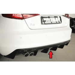 Rieger vložka zadního nárazníku (GBL56786) pro Audi A3 8V 3-dvéř. (hatchback 8V1), 5-dvéř. (sportback 8VA) před faceliftem, plast ABS lakovaný do černé lesklé barvy