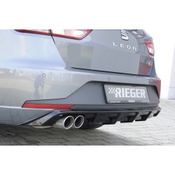 Rieger vložka zadního nárazníku pro Seat Leon FR 5F 5-dvéř. (ST/Combi) před faceliftem, plast ABS lakovaný do černé lesklé barvy, pro dvojitou koncovku vlevo